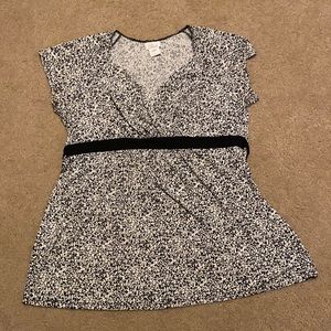 Black and white dressy maternity top, size L